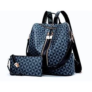Makes  Backpack for Women 2pc Fashion PU Leather Bag  Design handbag purse